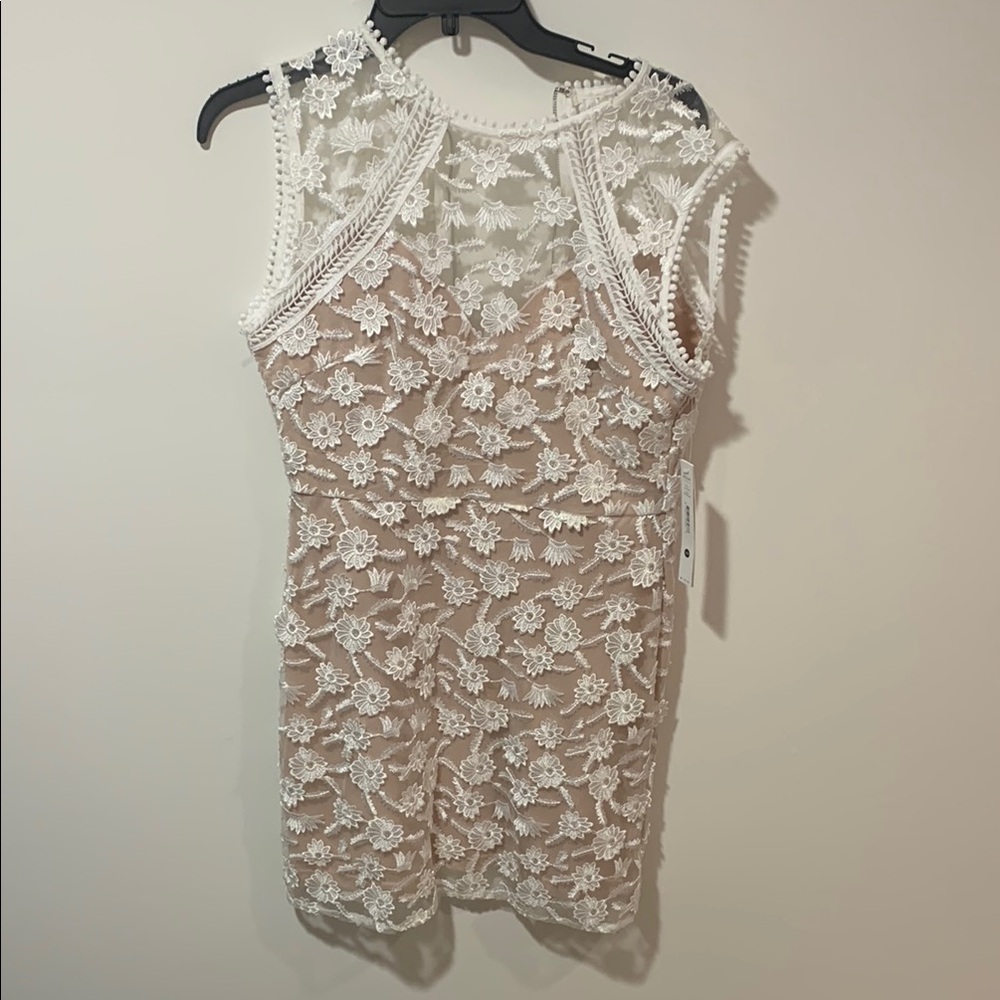 Aqua White Sleeveless Halter Sheath Dress